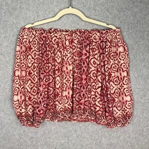 Nicole Miller Red Patterned Crop Top